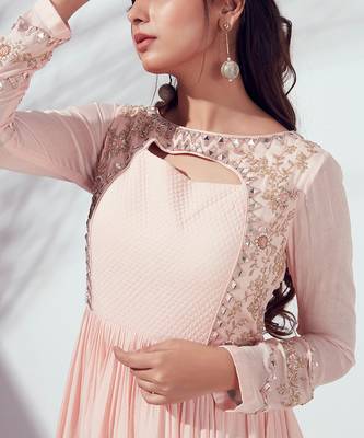 Light pink georgette crepe anarkali 5