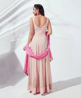 Pink georgette crepe anarkali 2