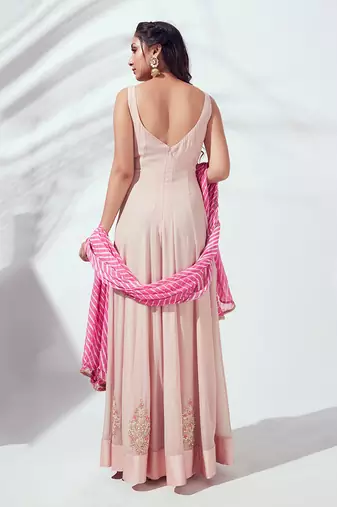 Pink georgette crepe anarkali