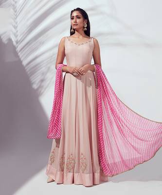 Pink georgette crepe anarkali 1