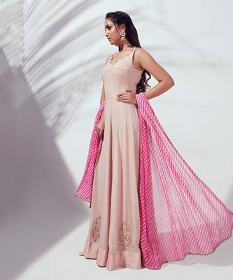 Pink georgette crepe anarkali 3