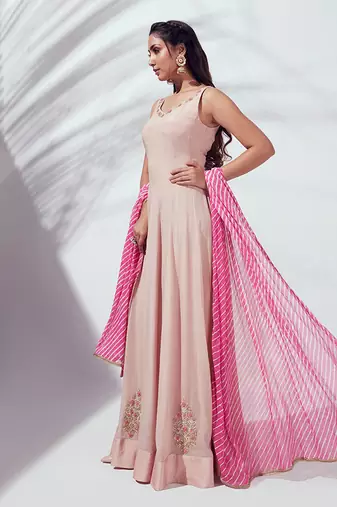 Pink georgette crepe anarkali