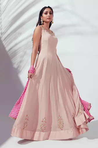 Pink georgette crepe anarkali
