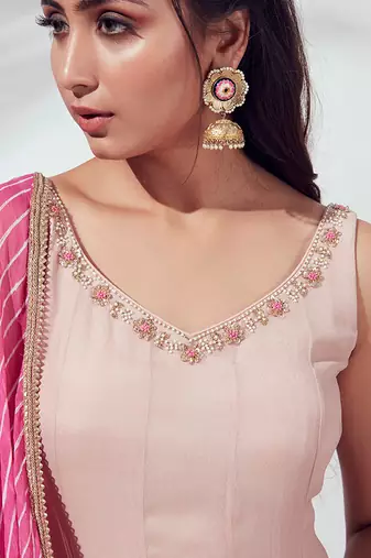 Pink georgette crepe anarkali