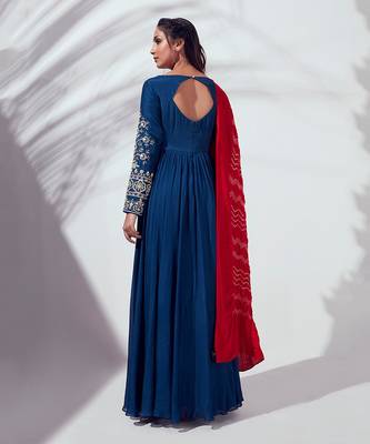 Royal blue georgette crepe anarkali 2