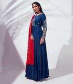 Royal blue georgette crepe anarkali