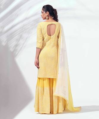 Yellow georgette sharara set 2