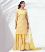 Yellow georgette sharara set