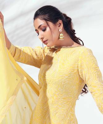 Yellow georgette sharara set 4