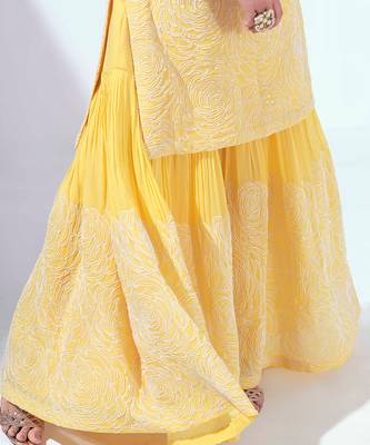 Yellow georgette sharara set 5