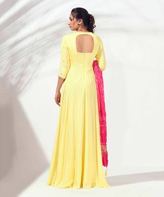 Yellow georgette crepe anarkali 2