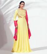 Yellow georgette crepe anarkali