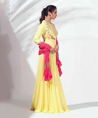 Yellow georgette crepe anarkali 3