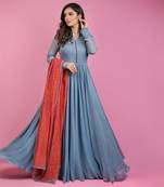 Grey and red georgette anarkali