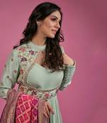 Sea green silk anarkali