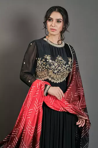 Black silk anarkali