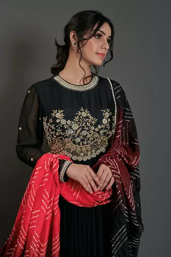 Black silk anarkali