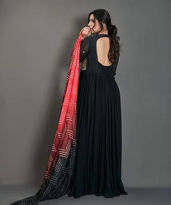 Black silk anarkali 5
