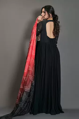 Black silk anarkali