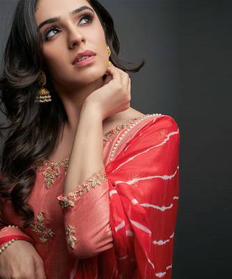 Burnt orange silk sharara set 1