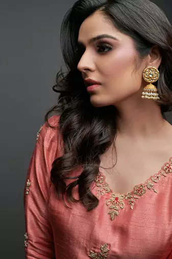 Burnt orange silk sharara set