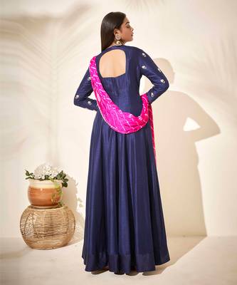 Blue and pink silk anarkali 3