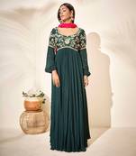 Bottle green georgette crepe anarkali