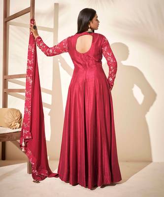 Wine silk anarkali 4