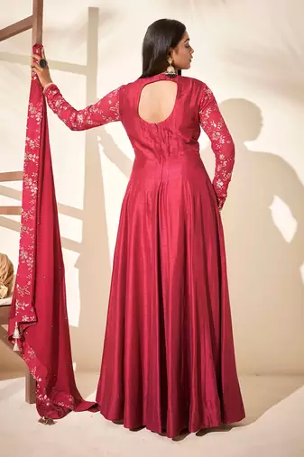 Wine silk anarkali