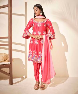 Pink silk anarakali 1