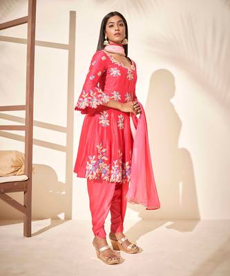Pink silk anarakali 2