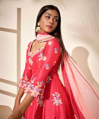 Pink silk anarakali 3