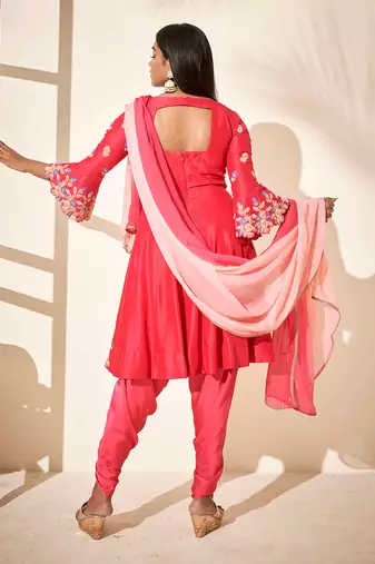 Pink silk anarakali