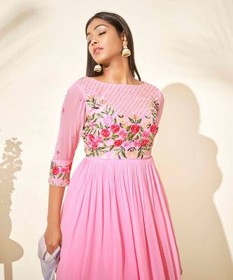 Pink and lilac georgette sharara set 3