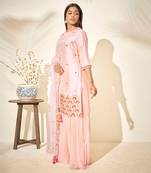 Peach silk sharara set