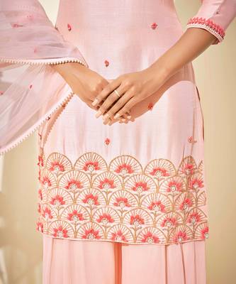 Peach silk sharara set 2