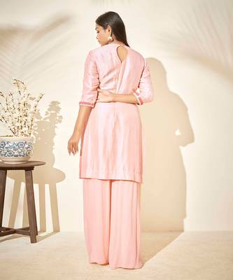 Peach silk sharara set 3