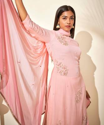 Pink georgette crepe sharara set 2