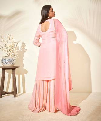 Pink georgette crepe sharara set 4