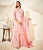 Pink georgette crepe sharara set