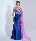 Blue and pink georgette crepe anarakali