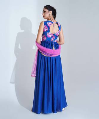 Blue and pink georgette crepe anarakali 3