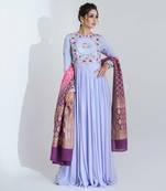 Lilac and pink georgette crepe anarakali