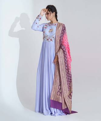 Lilac and pink georgette crepe anarakali 2