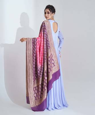 Lilac and pink georgette crepe anarakali 3