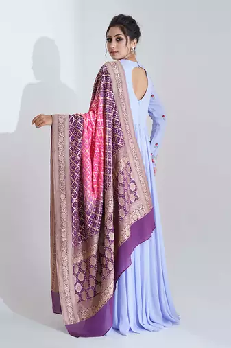 Lilac and pink georgette crepe anarakali