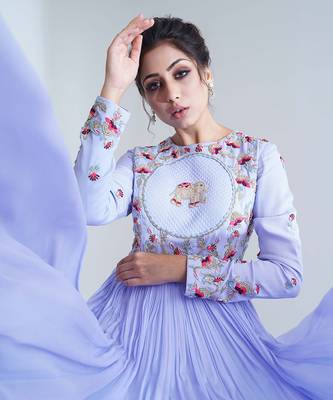 Lilac and pink georgette crepe anarakali 4