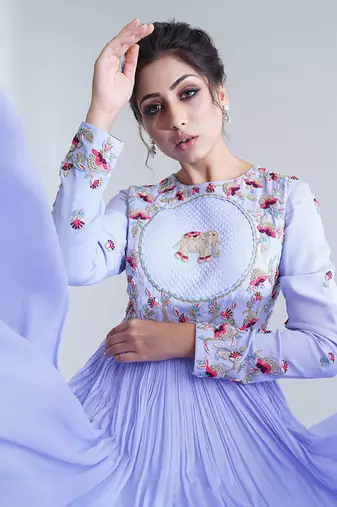 Lilac and pink georgette crepe anarakali