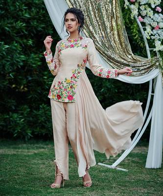 Beige silk anarakali 1