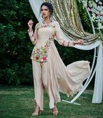 Beige silk anarakali